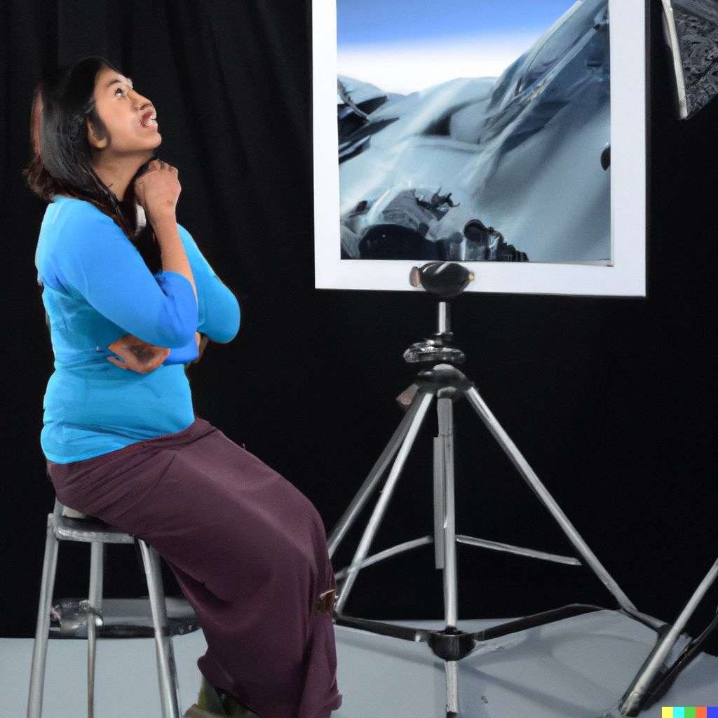 someone gazing at Mount Everest in a professional photography studio